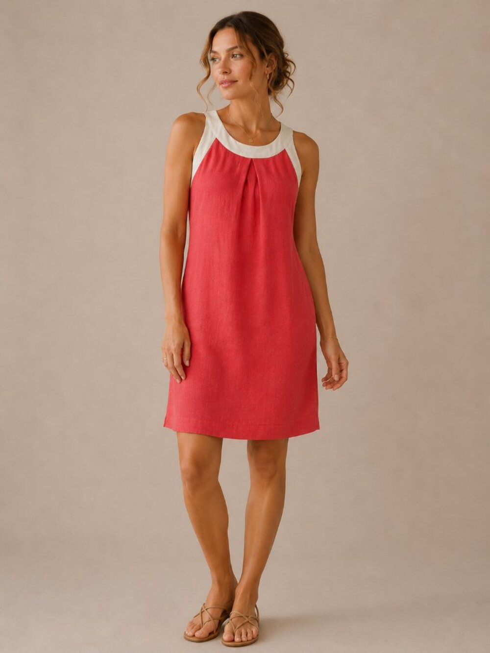 Banana Republic Coral Linen Blend Shift Dress Coastal Resort Spring 2008 12